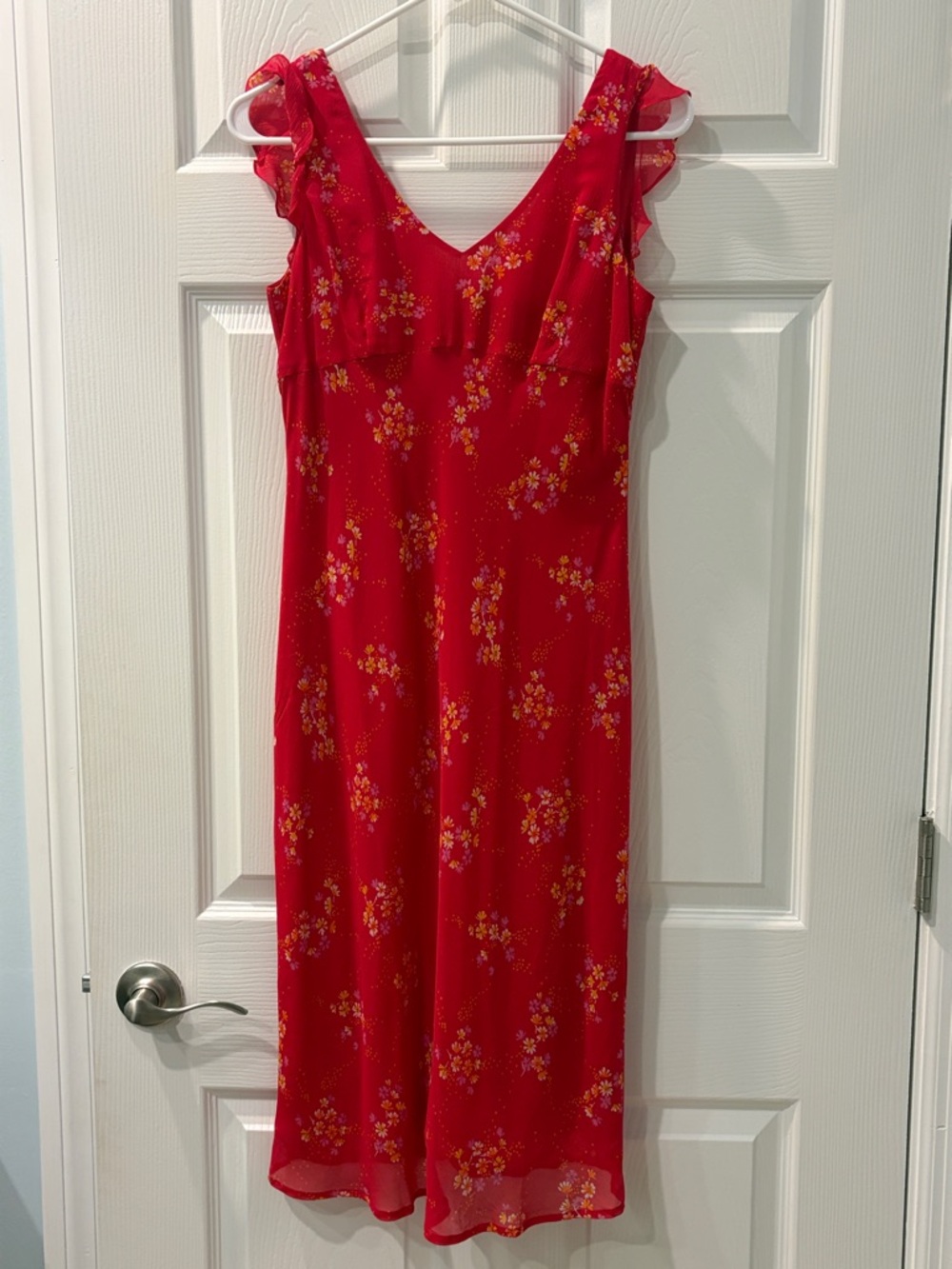 Ann Taylor 6 Petite Floral V-Neck Women’s Midi Dress 100% Silk
